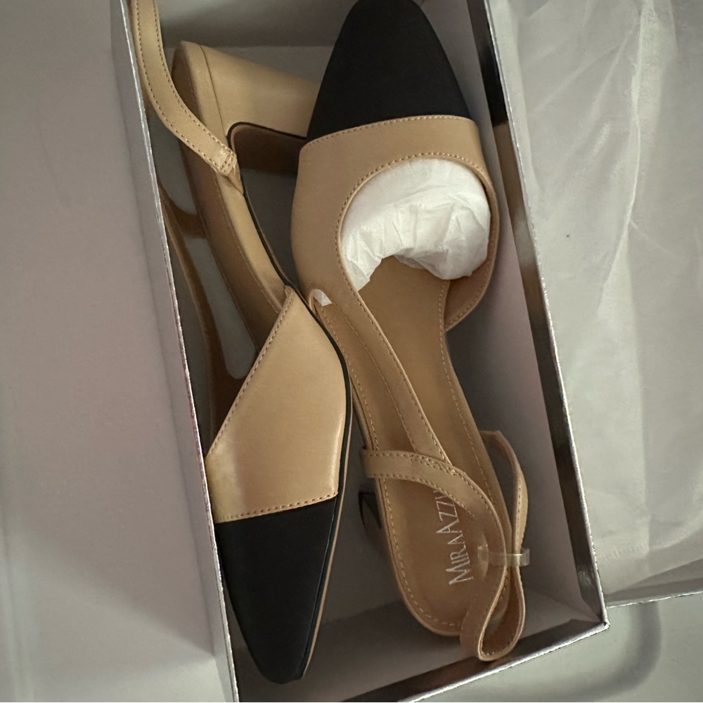 Women's Black and Tan Slingback Shoes